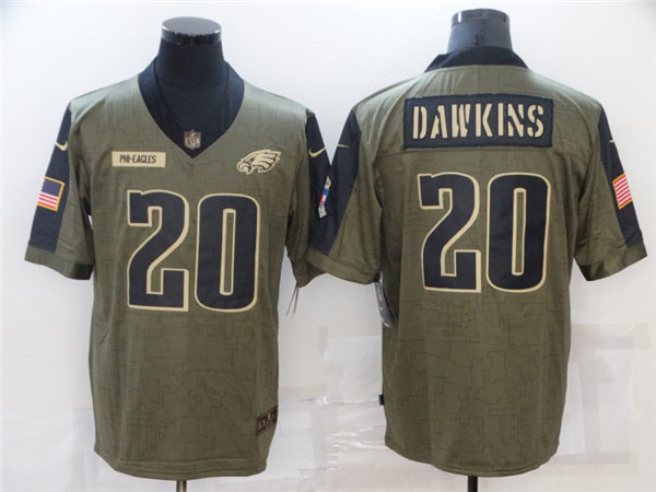 Mens Philadelphia Eagles Retired Player #20 Brian Dawkins Nike Olive 2021 Salute to Service Limited Jersey