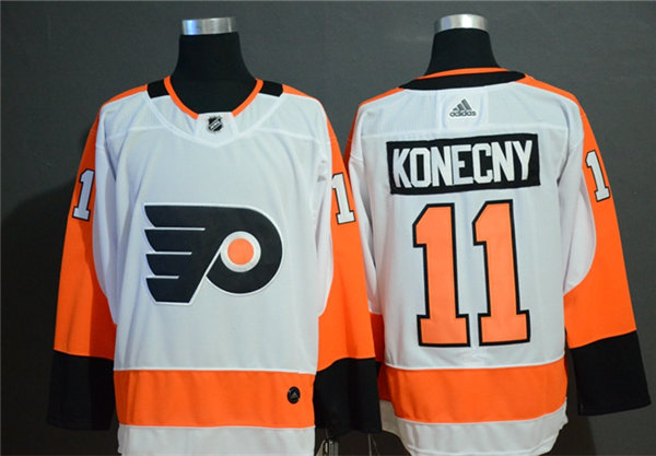 Mens Philadelphia Flyers #11 Travis Konecny adidas Away White Authentic Jersey Stitched