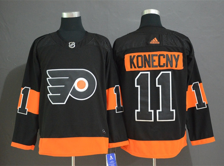 Mens Philadelphia Flyers #11 Travis Konecny adidas Black Alternate Jersey