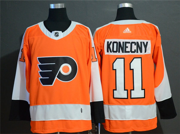 Mens Philadelphia Flyers #11 Travis Konecny adidas Orange Authentic Jersey Stitched