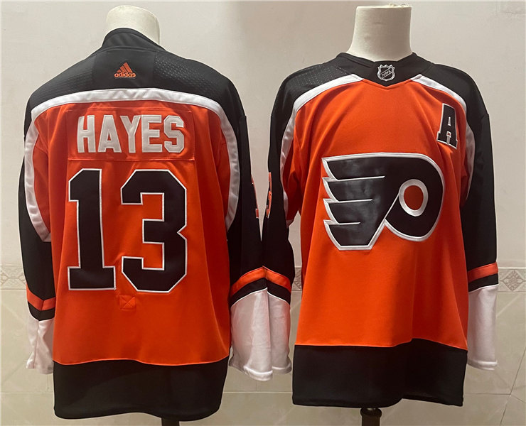 Mens Philadelphia Flyers #13 Kevin Hayes adidas 2020-21 Reverse Retro Orange Jersey Stitched