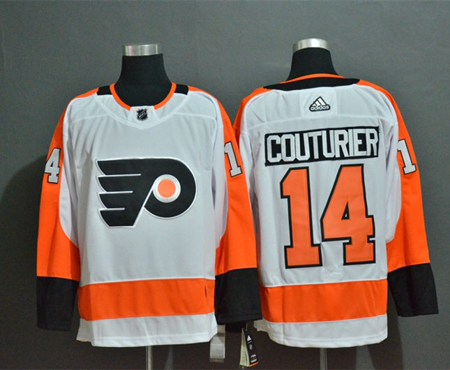 Mens Philadelphia Flyers #14 Sean Couturier Stitched adidas Away White Jersey Stitched