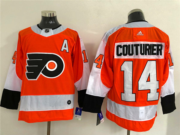 Mens Philadelphia Flyers #14 Sean Couturier Stitched adidas Orange Home Jersey Stitched