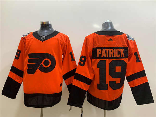 Mens Philadelphia Flyers #19 Nolan Patrick adidas Orange 2019 NHL Stadium Series Jersey Stitched