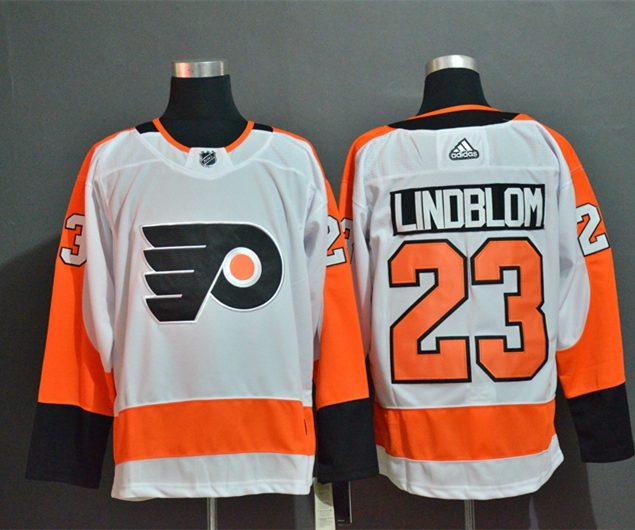 Mens Philadelphia Flyers #23 Oskar Lindblom Stitched adidas Away White Jersey Stitched