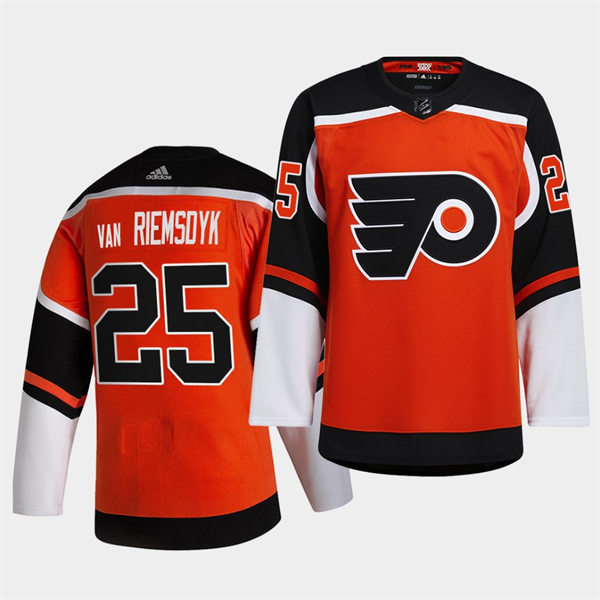 Mens Philadelphia Flyers #25 James van Riemsdyk adidas Orange 2020-21 Reverse Retro Jersey Stitched