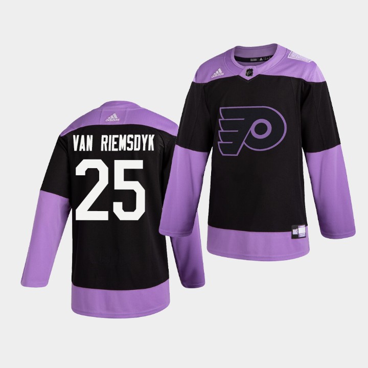 Mens Philadelphia Flyers #25 James van Riemsdyk adidas Practice Hockey Fights Cancer Jersey Stitched