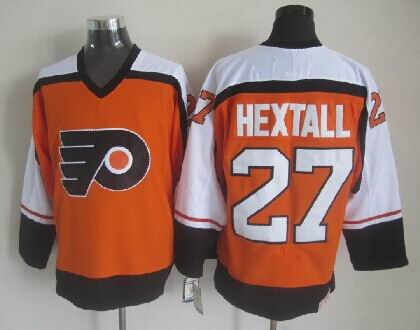 Mens Philadelphia Flyers #27 Ron Hextall Orange 1987 Vintage Throwback CCM hockey Jersey Stitched
