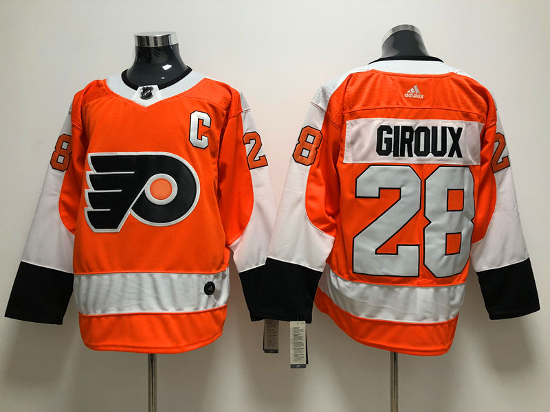 Mens Philadelphia Flyers #28 Claude Giroux adidas Orange Authentic Jersey Stitched