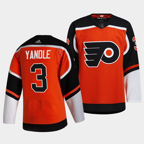 Mens Philadelphia Flyers #3 Keith Yandle adidas Orange 2020-21 Reverse Retro Jersey Stitched