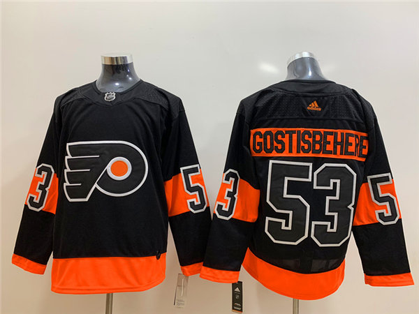 Mens Philadelphia Flyers #53 Shayne Gostisbehere adidas Black Alternate Jersey Stitched