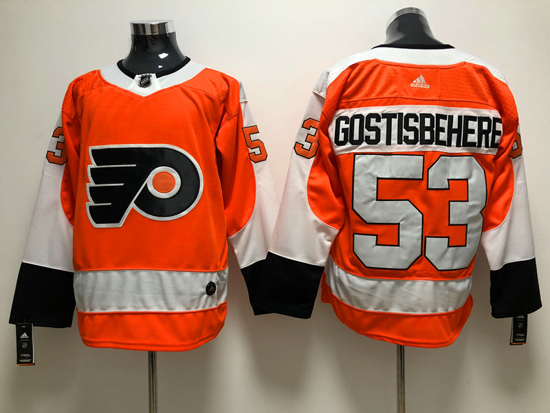Mens Philadelphia Flyers #53 Shayne Gostisbehere adidas Orange Authentic Jersey Stitched