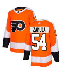 Mens Philadelphia Flyers #54 Egor Zamula Orange Home adidas Jersey Stitched