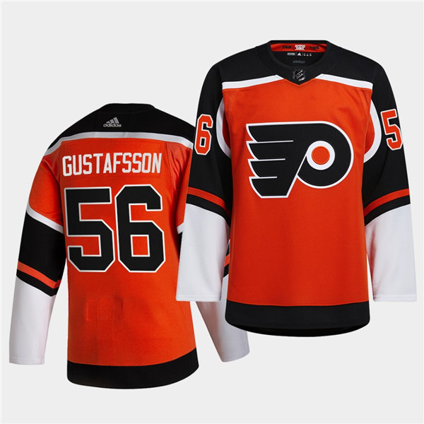 Mens Philadelphia Flyers #56 Erik Gustafsson adidas 2020-21 Reverse Retro Orange Jersey Stitched