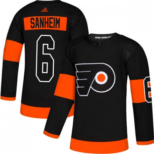 Mens Philadelphia Flyers #6 Travis Sanheim adidas Black Alternate Jersey Stitched