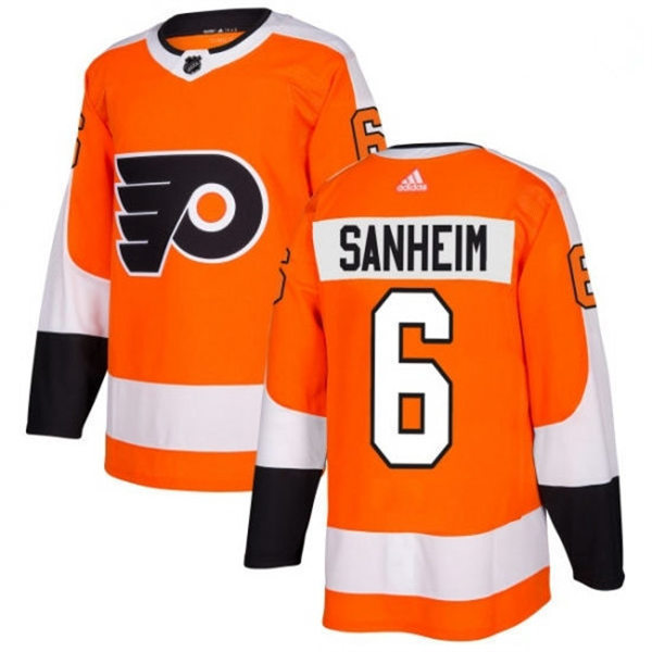 Mens Philadelphia Flyers #6 Travis Sanheim adidas Home Orange Jersey Stitched
