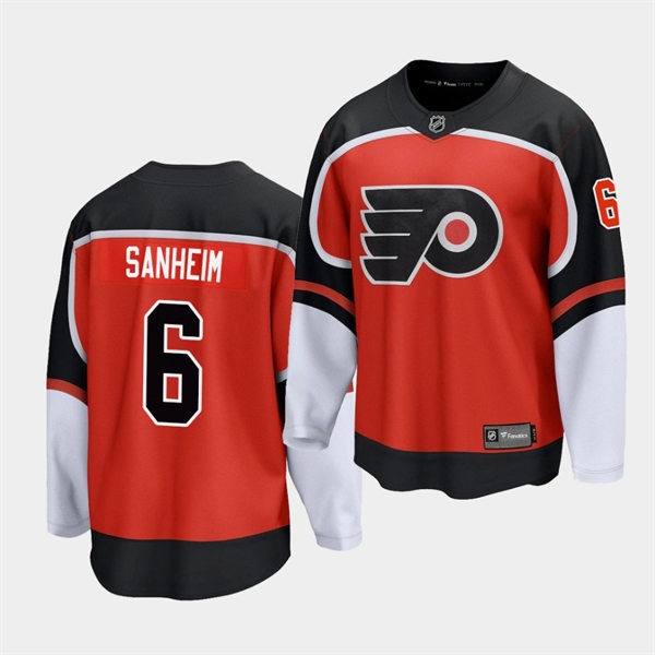 Mens Philadelphia Flyers #6 Travis Sanheim adidas Orange 2020-21 Reverse Retro Jersey Stitched