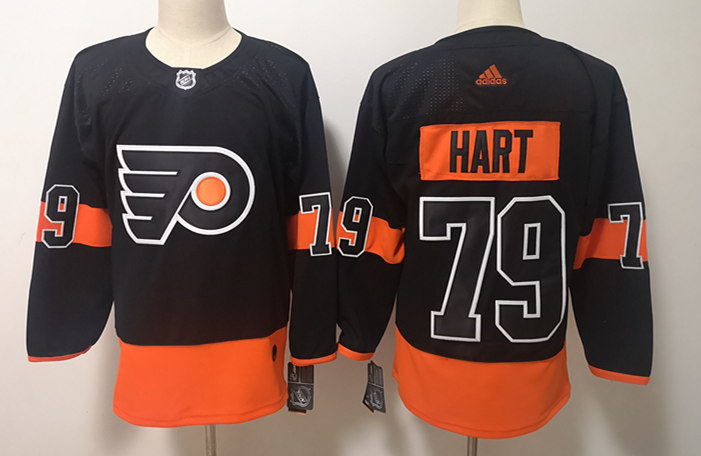 Mens Philadelphia Flyers #79 Carter Hart adidas Black Alternate Jersey Stitched