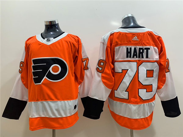 Mens Philadelphia Flyers #79 Carter Hart adidas Orange Authentic Jersey Stitched