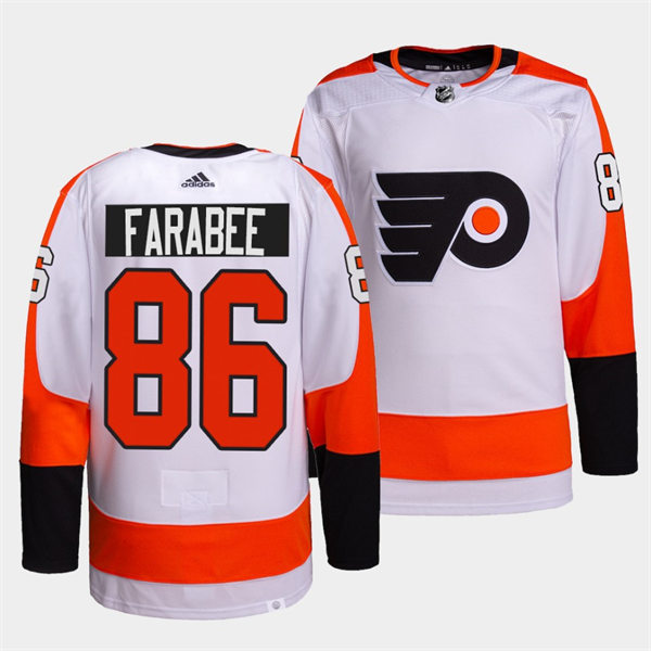 Mens Philadelphia Flyers #86 Joel Farabee adidas White Away Jersey Stitched