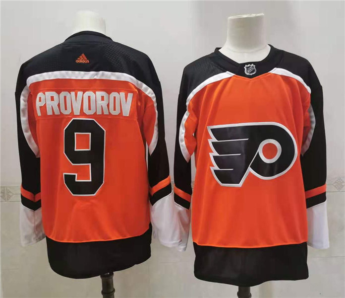 Mens Philadelphia Flyers #9 Ivan Provorov adidas 2020-21 Reverse Retro Orange Jersey Stitched