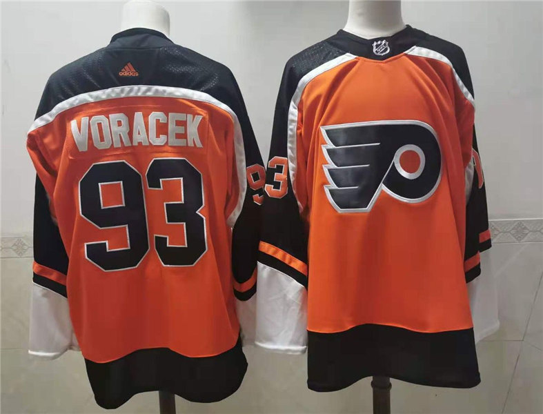 Mens Philadelphia Flyers #93 Jakub Voracek adidas 2020-21 Reverse Retro Orange Jersey Stitched