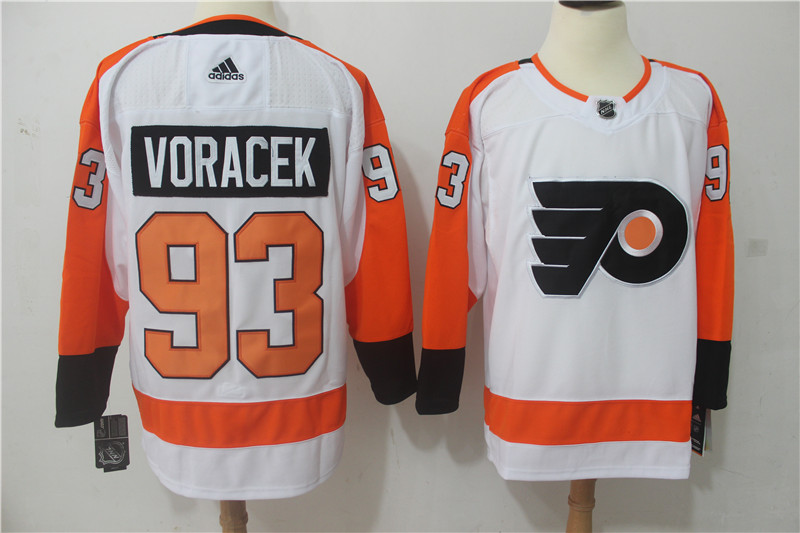 Mens Philadelphia Flyers #93 Jakub Voracek adidas Away White Authentic Jersey Stitched