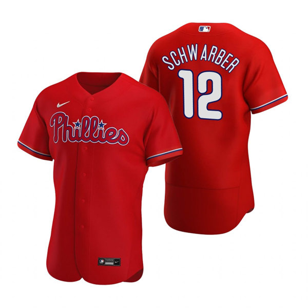 Mens Philadelphia Phillies #12 Kyle Schwarber Nike Red Alternate Flexbase Player Jersey