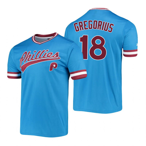 Mens Philadelphia Phillies #18 Didi Gregorius Blue Pullover Cooperstown Collection Jersey