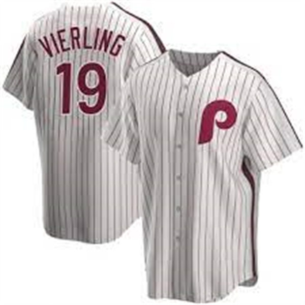 Mens Philadelphia Phillies #19 Matt Vierling Nike White Pinstripe Cooperstown Collection Jersey