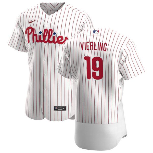 Mens Philadelphia Phillies #19 Matt Vierling Nike White Pinstripe Home Flexbase Jersey