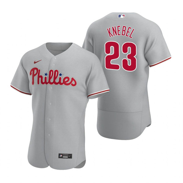 Mens Philadelphia Phillies #23 Corey Knebel Nike Gray Road Flexbase Player Jersey