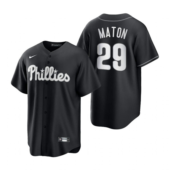 Mens Philadelphia Phillies #29 Nick Maton Nike 2021 Black Fashion Jersey