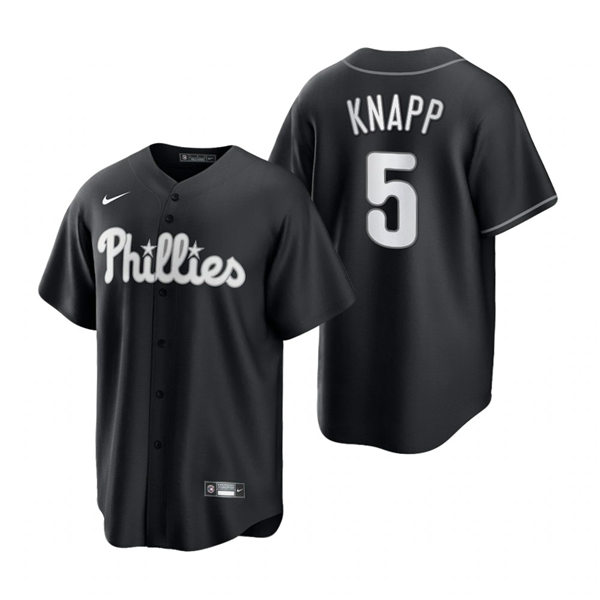 Mens Philadelphia Phillies #5 Andrew Knapp Nike 2021 Black Fashion Jersey