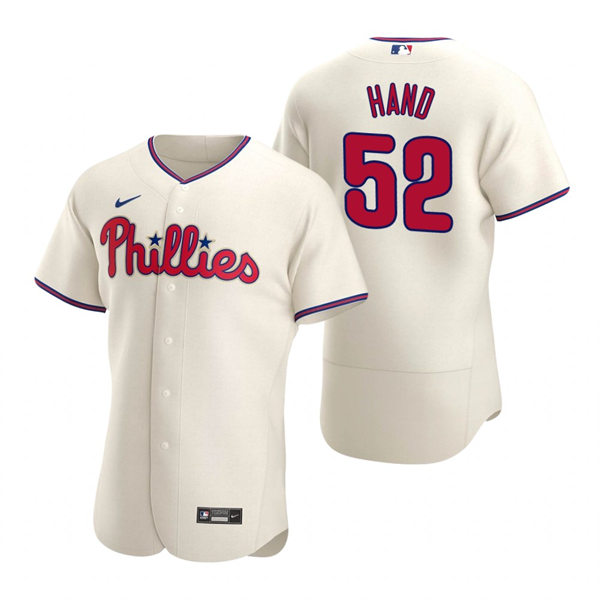Mens Philadelphia Phillies #52 Brad Hand Nike Cream Alternate Flexbase Player Jersey