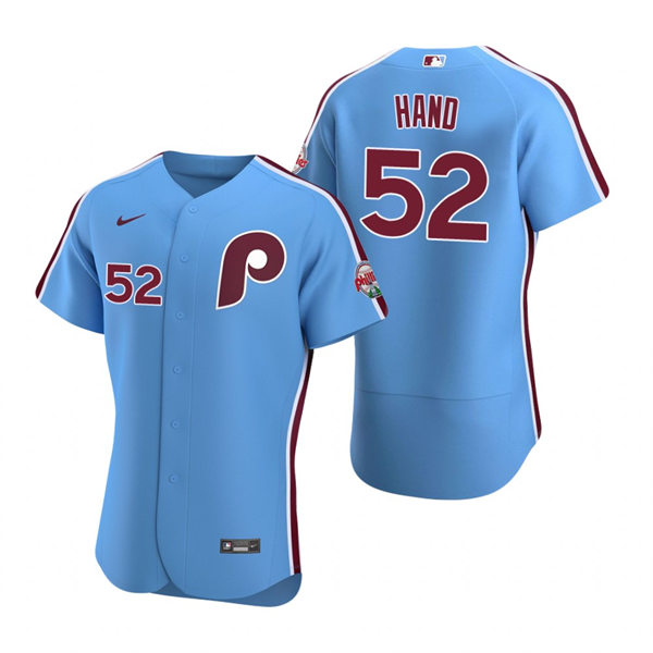 Mens Philadelphia Phillies #52 Brad Hand Nike Light Blue Alternate Flexbase Player Jersey