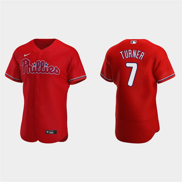 Mens Philadelphia Phillies #7 Trea Turner Nike Red Alternate FlexBase Jersey