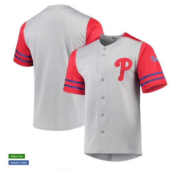 Mens Philadelphia Phillies Custom Aaron Nola Didi Gregorius Bryce Harper Tug McGraw Gray Red Jersey