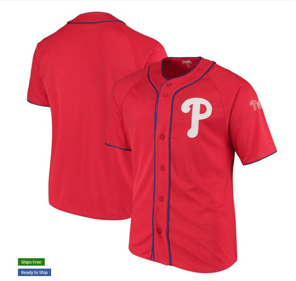 Mens Philadelphia Phillies Custom Darren Daulton Mike Schmidt Pete Rose Rhys Hoskins Red Team Color Full-Button Jersey
