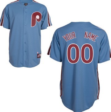 Mens Philadelphia Phillies Customized Blue Throwback Jersey