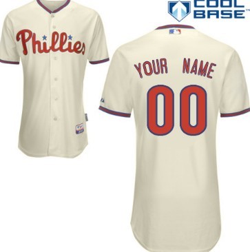Mens Philadelphia Phillies Customized Cream Jersey