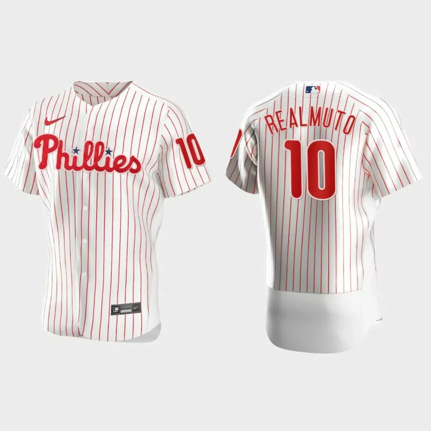 Mens Philadelphia Phillies J.T. Realmuto #10 White Authentic Jersey