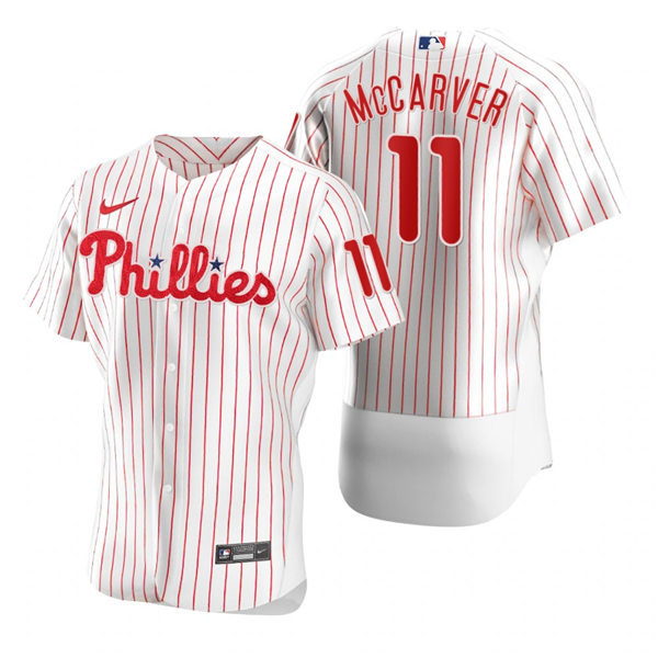 Mens Philadelphia Phillies Retired Player #11 Tim McCarver Nike White Pinstripe Home Flexbase Jersey