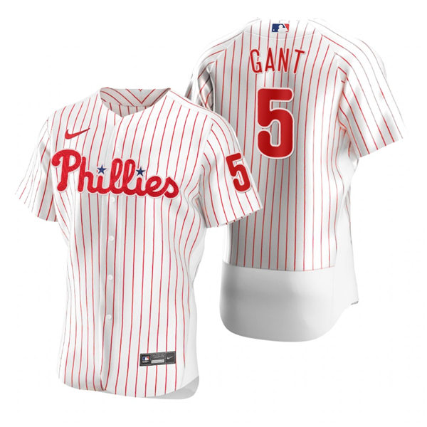 Mens Philadelphia Phillies Retired Player #5 Ron Gant Nike White Pinstripe Home Flexbase Jersey