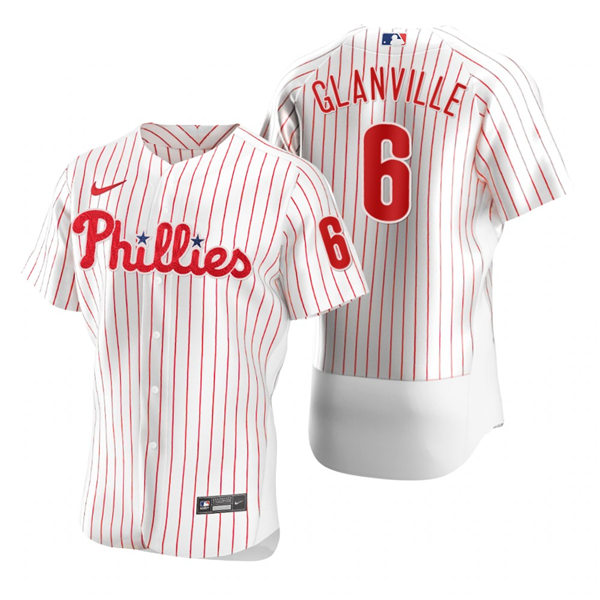 Mens Philadelphia Phillies Retired Player #6 Doug Glanville Nike White Pinstripe Home Flexbase Jersey