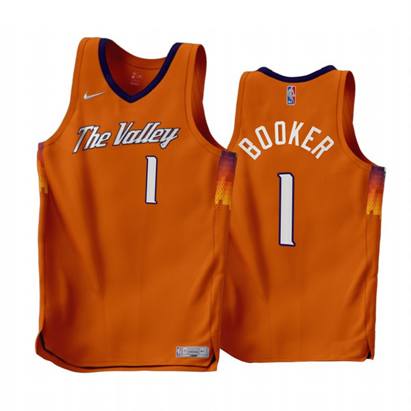 Mens Phoenix Suns #1 Devin Booker 2022-23 Orange Earned Edition Swingman Jersey
