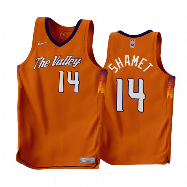 Mens Phoenix Suns #14 Landry Shamet 2022-23 Orange Earned Edition Swingman Jersey