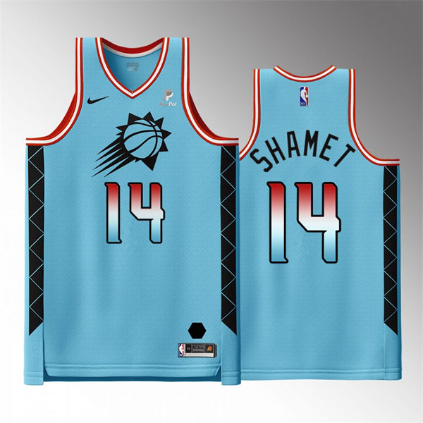 Mens Phoenix Suns #14 Landry Shamet Blue 2022-23 City Edition Swingman Jersey