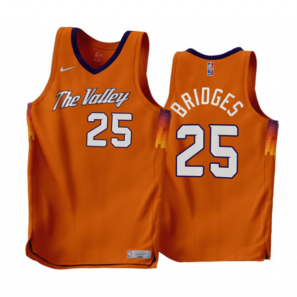 Mens Phoenix Suns #25 Mikal Bridges 2022-23 Orange Earned Edition Swingman Jersey