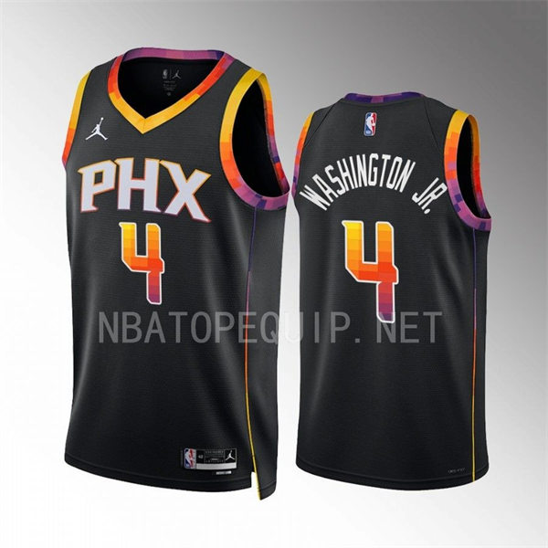 Mens Phoenix Suns #4 Duane Washington Jr. Black 2022-23 Statement Edition Player Jersey
